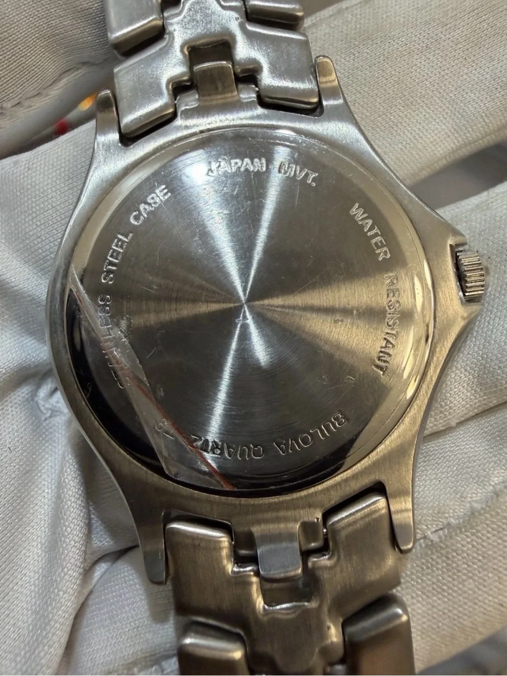Bulova 96B21 Men's Watch Stainless Steel Silver White Pinstripe Roman Date New